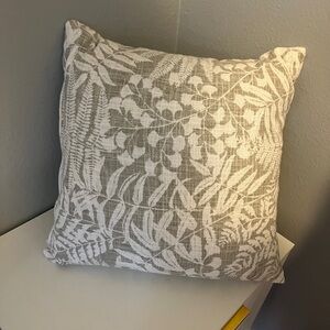gray cream floral canvas style throw pillow